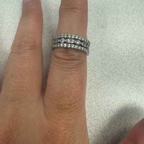 CZ Bridal Set Stacking Rings, Size 7 - Picture 1 of 3
